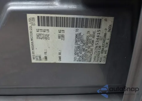 2009 Nissan Altima 2.5 S из США, поврежденный, VIN 1N4AL21E29N534415